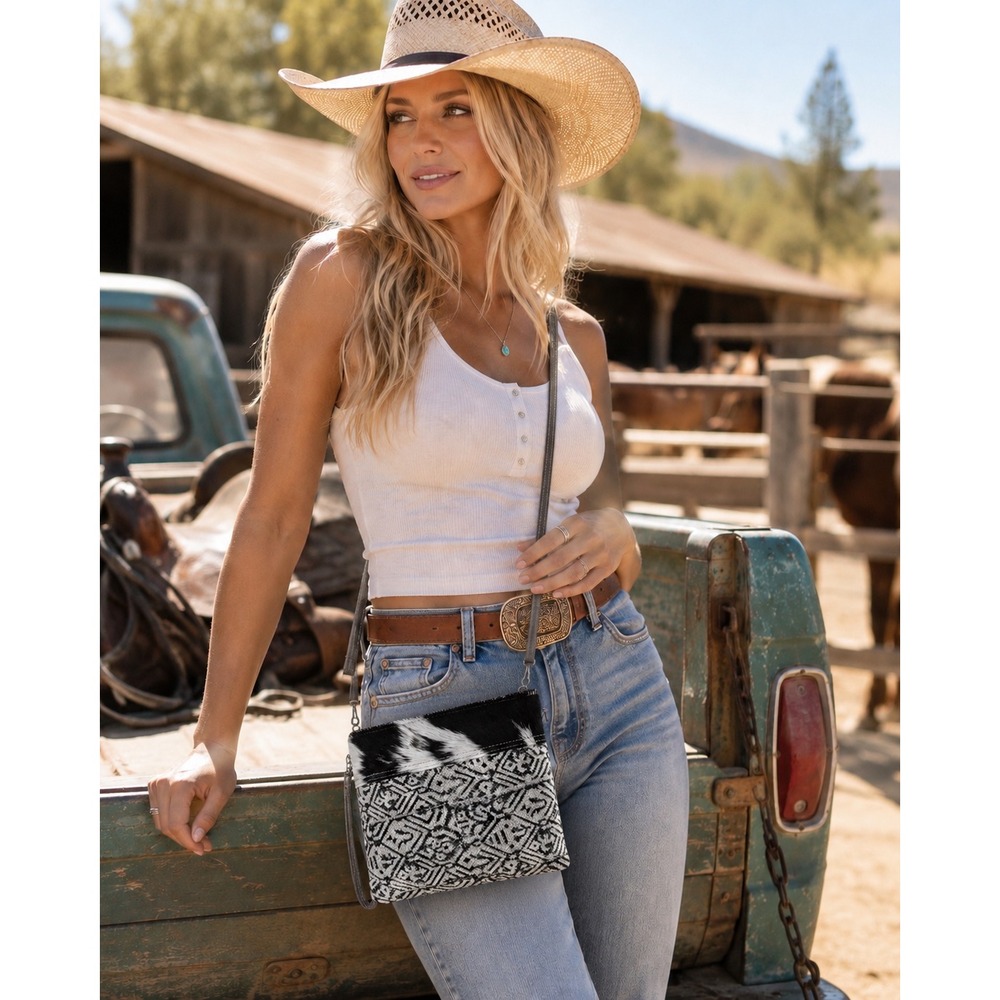 Myra Bag Hair-On Cowhide Western Boho Convertible Crossbody or Wristlet Rodeo